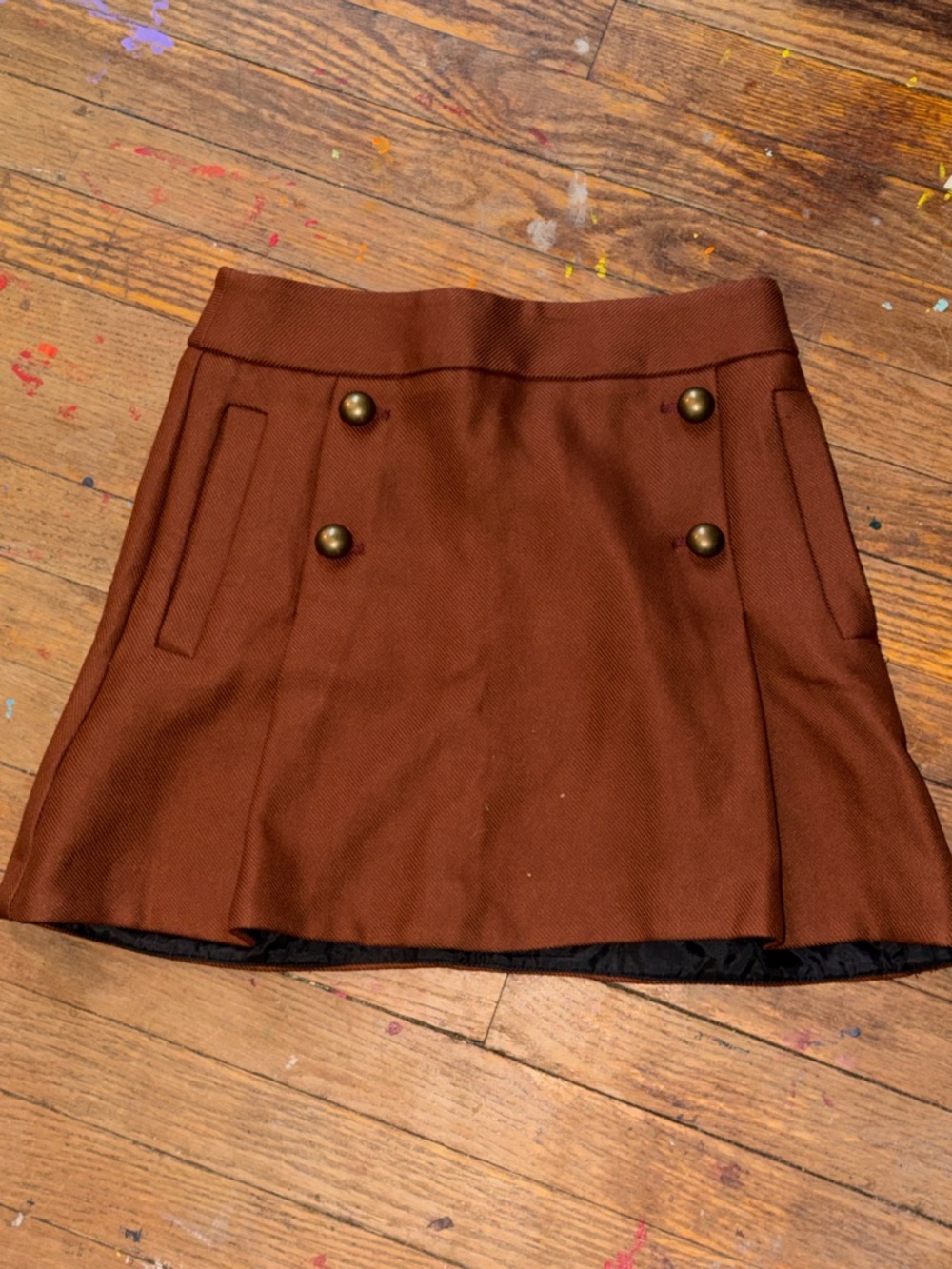 Express Double-Button Mini Skirt in Brown